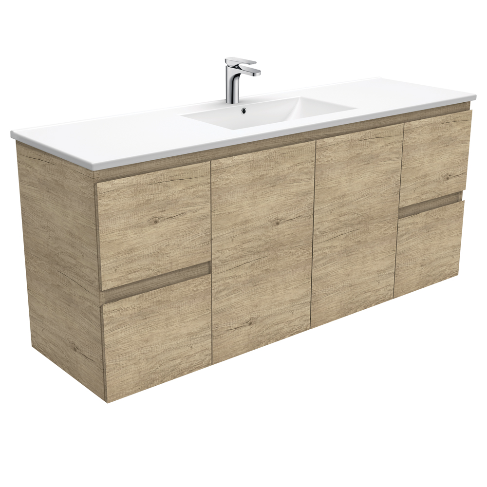 Fienza TCL150SS Dolce Edge Scandi Oak 1500mm Vanity Wall Hung (Single Bowl) Oak - Vanities