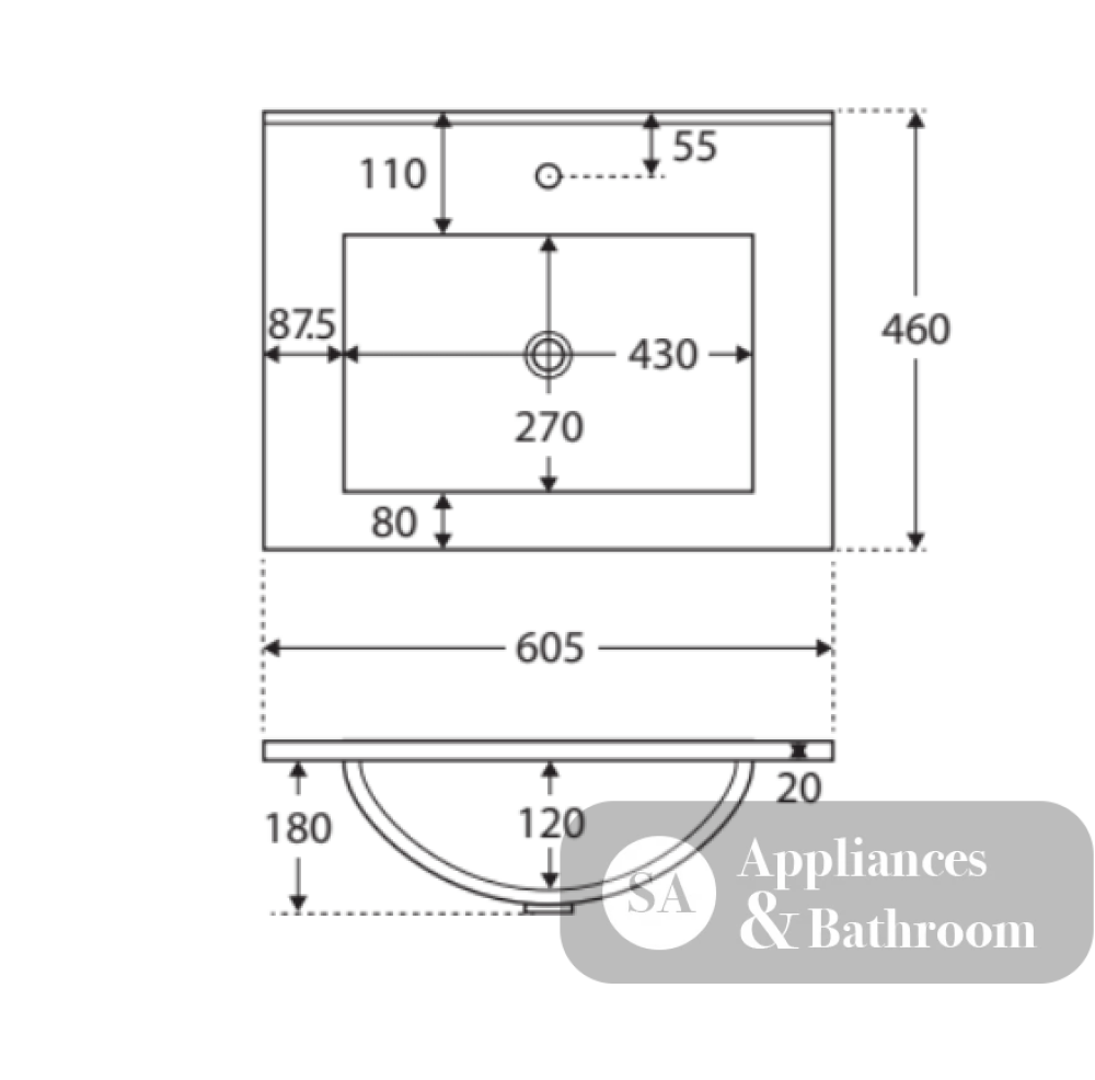 Fienza Tcl60Nkw Dolce 600Mm White Vanity With Kicker - Special Order Units