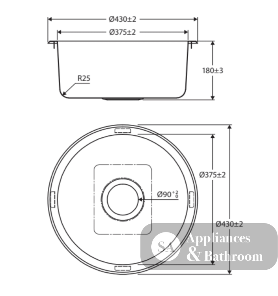 Fienza Tiva 68103 Stainless Steel Round Kitchen Sink - Special Order Laundry Insert Sinks