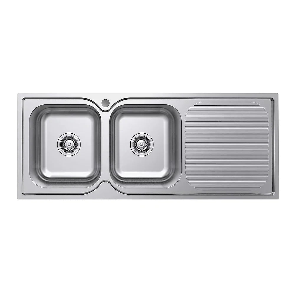 Fienza Tiva 68107L 1180 Double Kitchen Sink With Drainer Left Bowl - Special Order Top Mounted Sinks