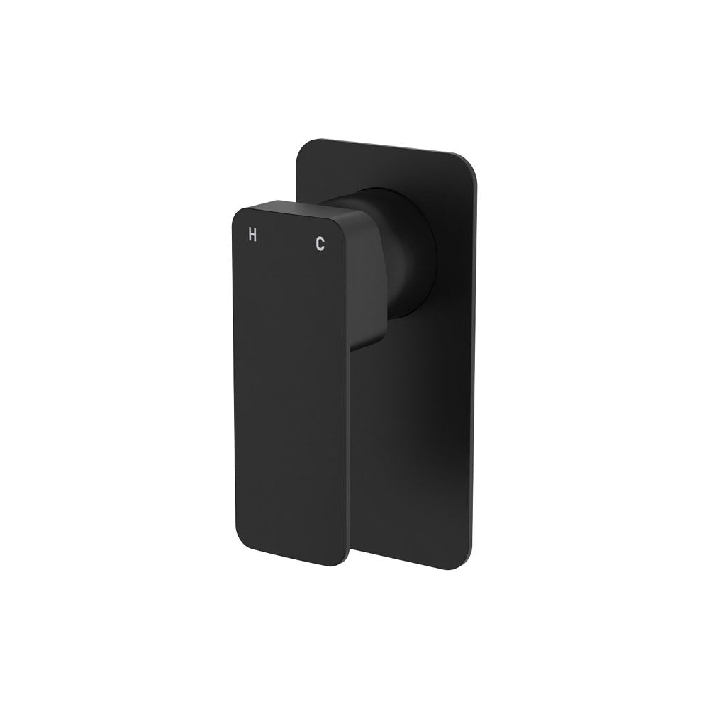 Fienza Tono Rectangular Plate Wall Mixer 233101B - Matte Black - Bathroom Wall Mixers