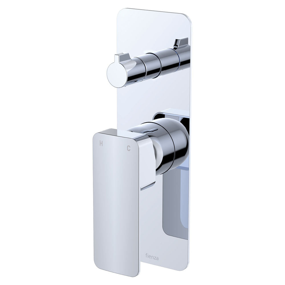 Fienza Tono Rectangular Plate Wall Mixer Diverter 233102 - Chrome - Bathroom Wall Mixers