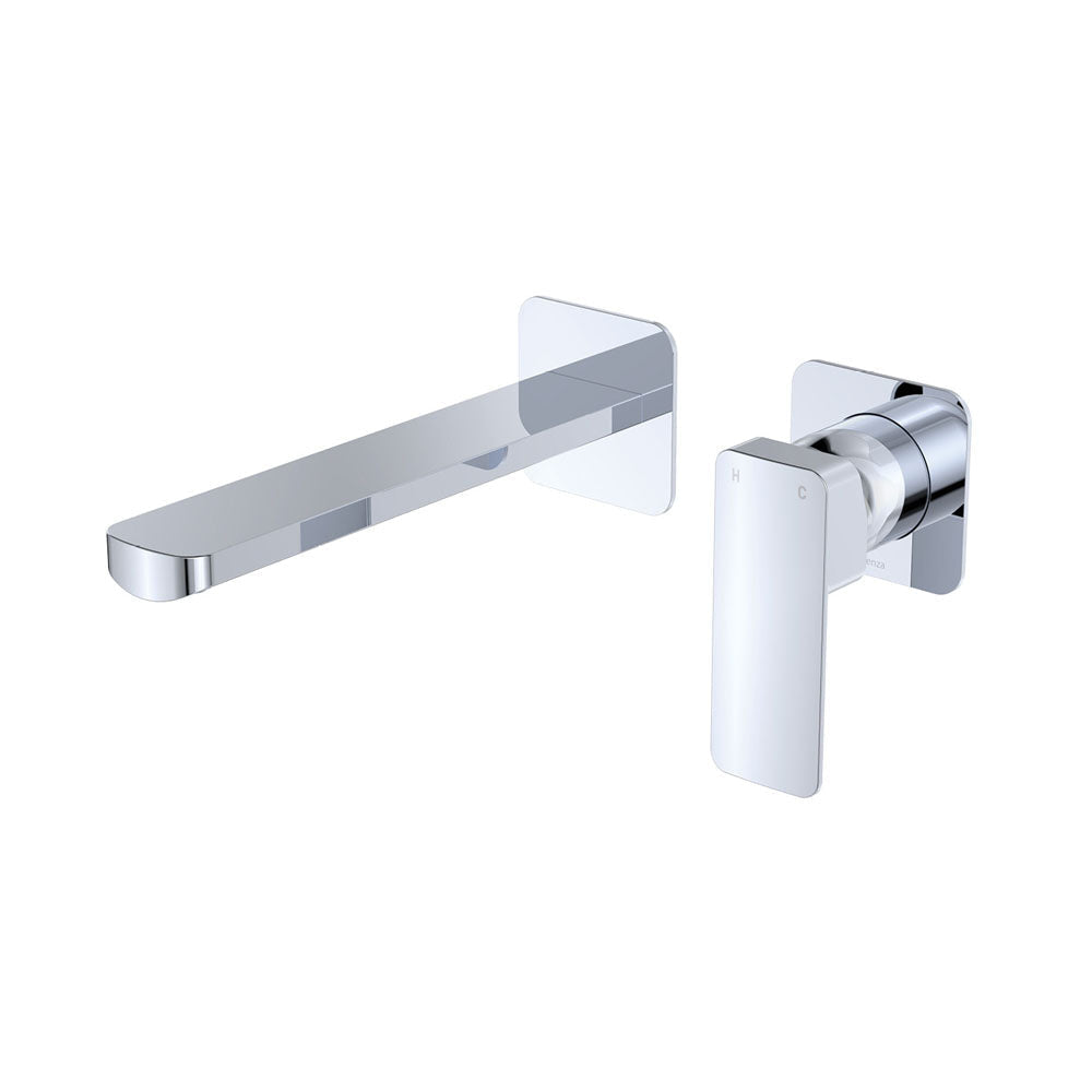 Fienza Tono Square Plates 200mm Outlet Basin/Bath Wall Mixer Set 233104-200 - Chrome - Bathroom Wall Mixers