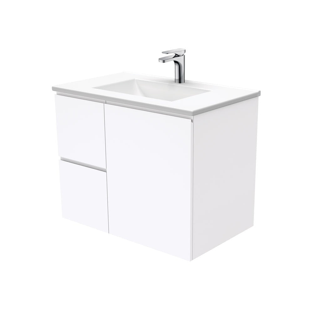 Fienza VAN75FL Vanessa Fingerpull Gloss White 750 Wall-Hung Vanity Left Drawers - Vanity Units