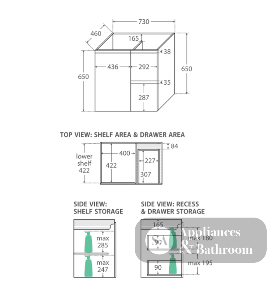 Fienza VAN75SL Vanessa Fingerpull Scandi Oak 750 Wall-Hung Vanity Left Drawers - Vanity Units