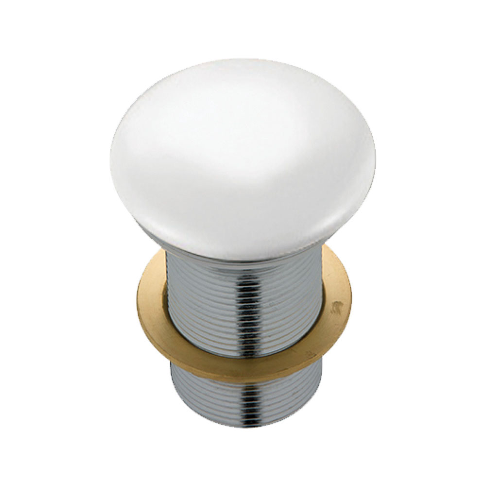Fienza WAS81 Gloss White Pop Up Waste Ceramic Dome 32mm No Overflow - Basin Pop up Waste