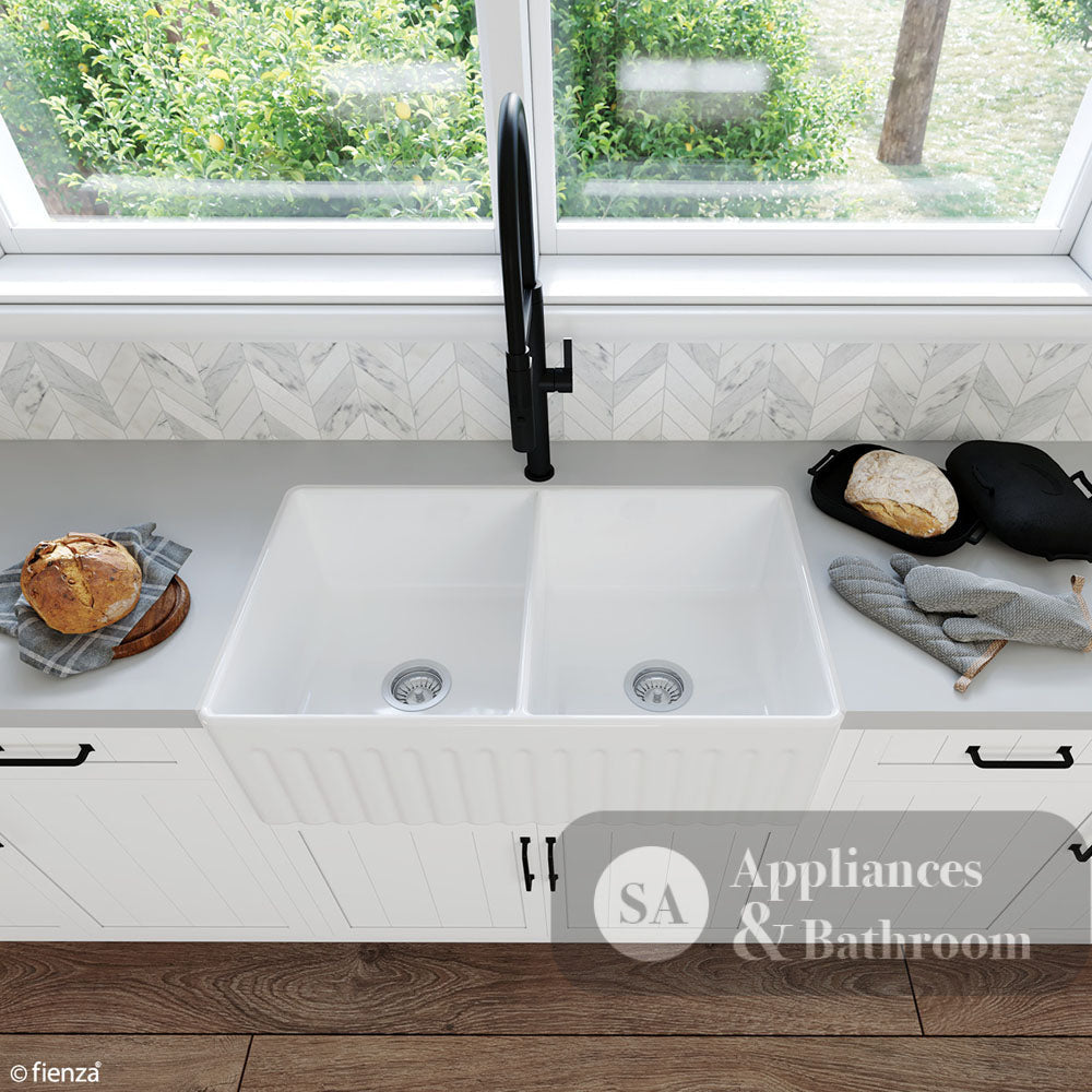 Fienza Winston 68702 Double Butler Sink White 838X483X254Mm - Special Order Kitchen Sinks