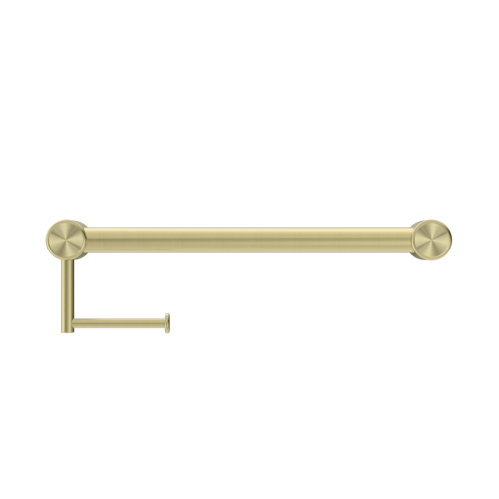 Nero Mecca Care 32mm Grab Rail With Toilet Roll Holder 450mm Brushed Gold NRCR3218ABG