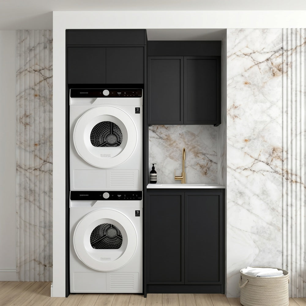 Otti LA-1305C-BOHB-NCA Hampshire Laundry Kit 1305C Black / Natural Carrara Marble Top