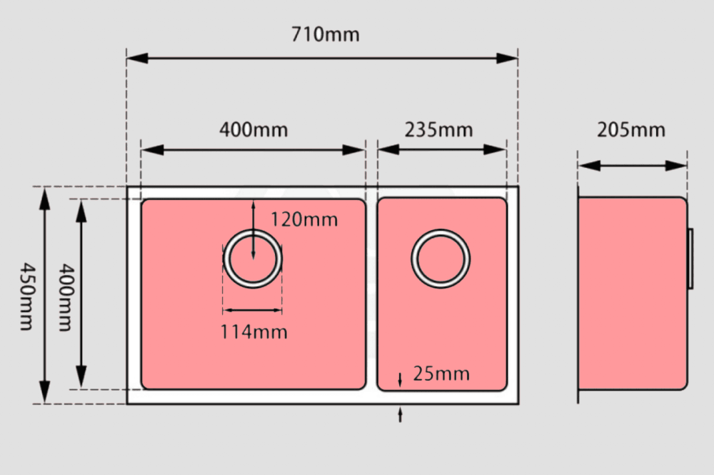 Kubik Artsteel K7145R15 Kitchen Sink Top Mounted Sinks