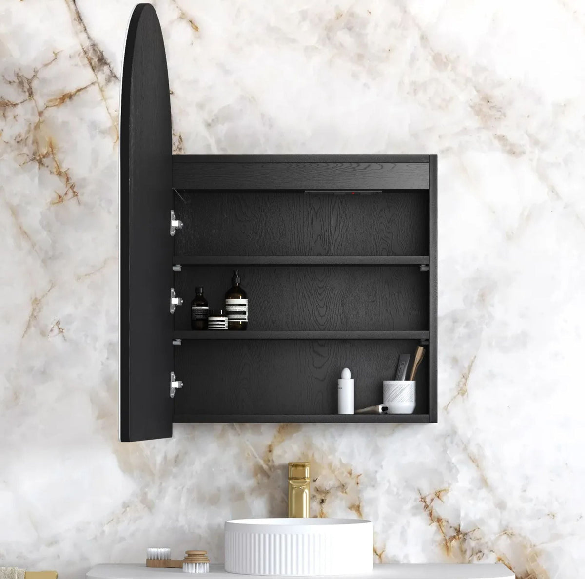 Otti LED-ARSV9060B-VP LED Archie 900mm Black Oak Shaving Cabinet