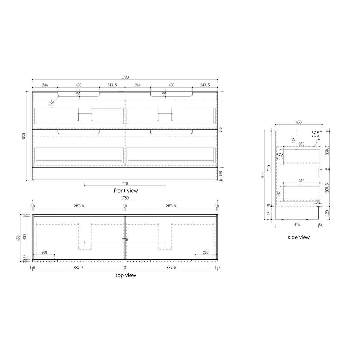 Aulic 1800mm Lovina Floorstanding Vanity with Solid Surface Top Palis Top CA56-1800D-ST66FT Vanity Units