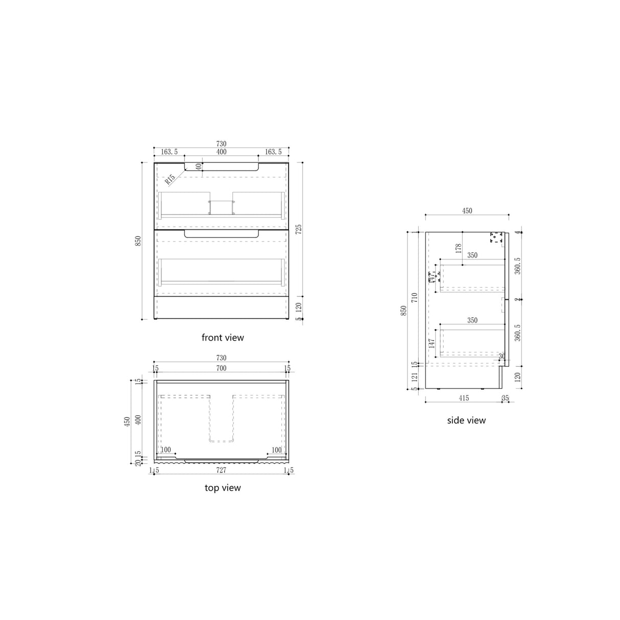 Aulic 750mm Lovina Floorstanding Vanity with Solid Surface Top Palis Top CA56-750-CT28 Vanity Units