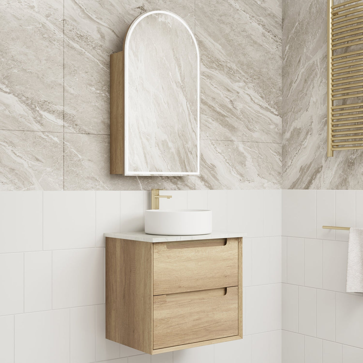 Aulic 600mm Moreno Wall Hung Vanity CAWH51-600 Cabinet Only Vanity Units