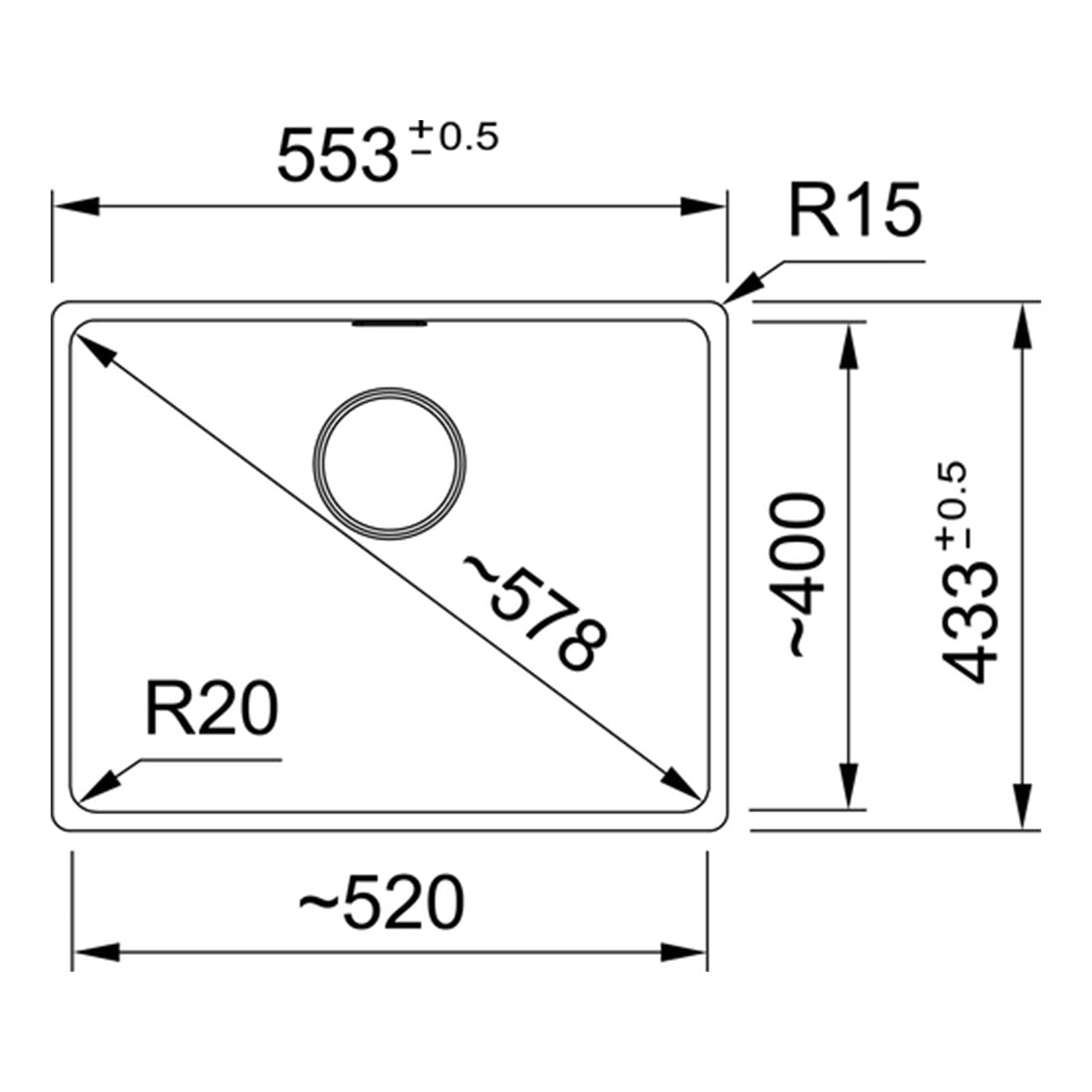 Franke Maris Granite Single Bowl 520mm Flushmount Polar White, MRG210-52B PW