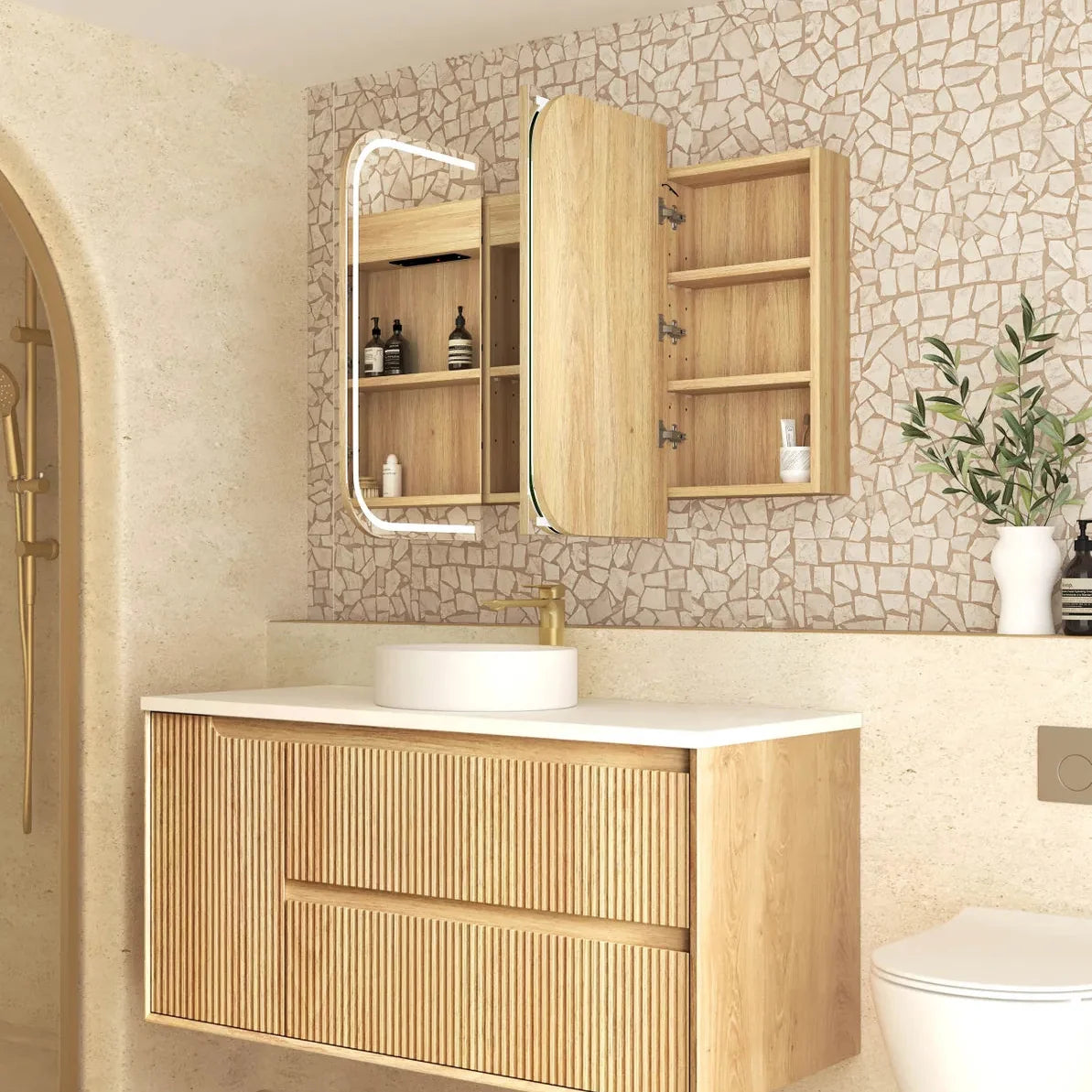 Otti LED-SSQ1275N-VP LED Newport 1200mm Natural Oak Shaving Cabinet