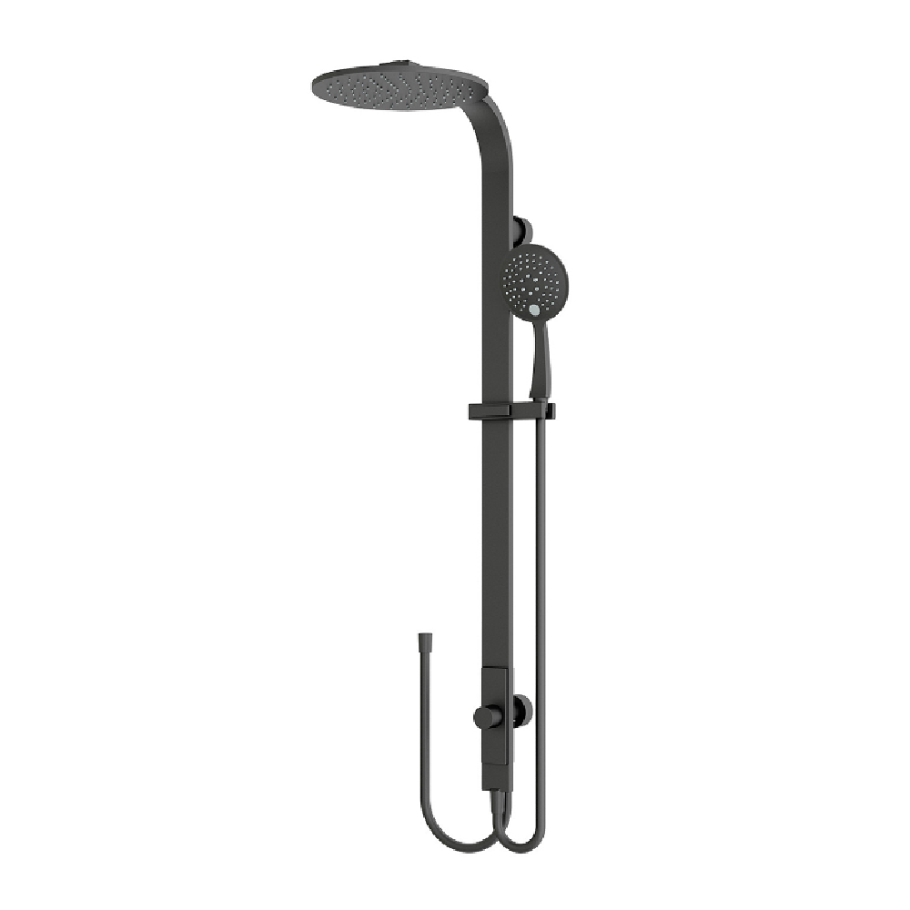 Nero Astra Rain Round Shower Set Double Hose Matte Black NR281305BMB - Twin Showers