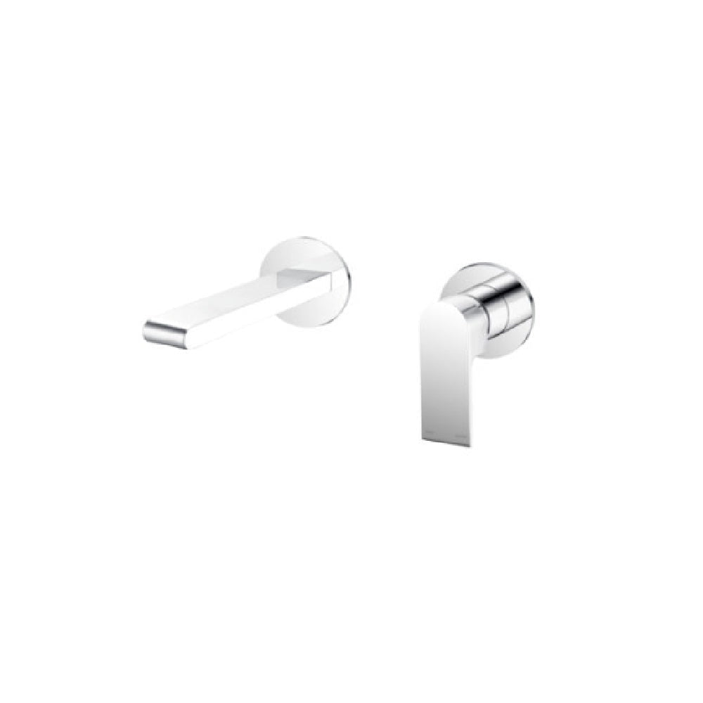 Nero Bianca Wall Basin/Bath Mixer 187mm Separate Back Plate Chrome NR321510ECH - Wall Mixers & Spouts