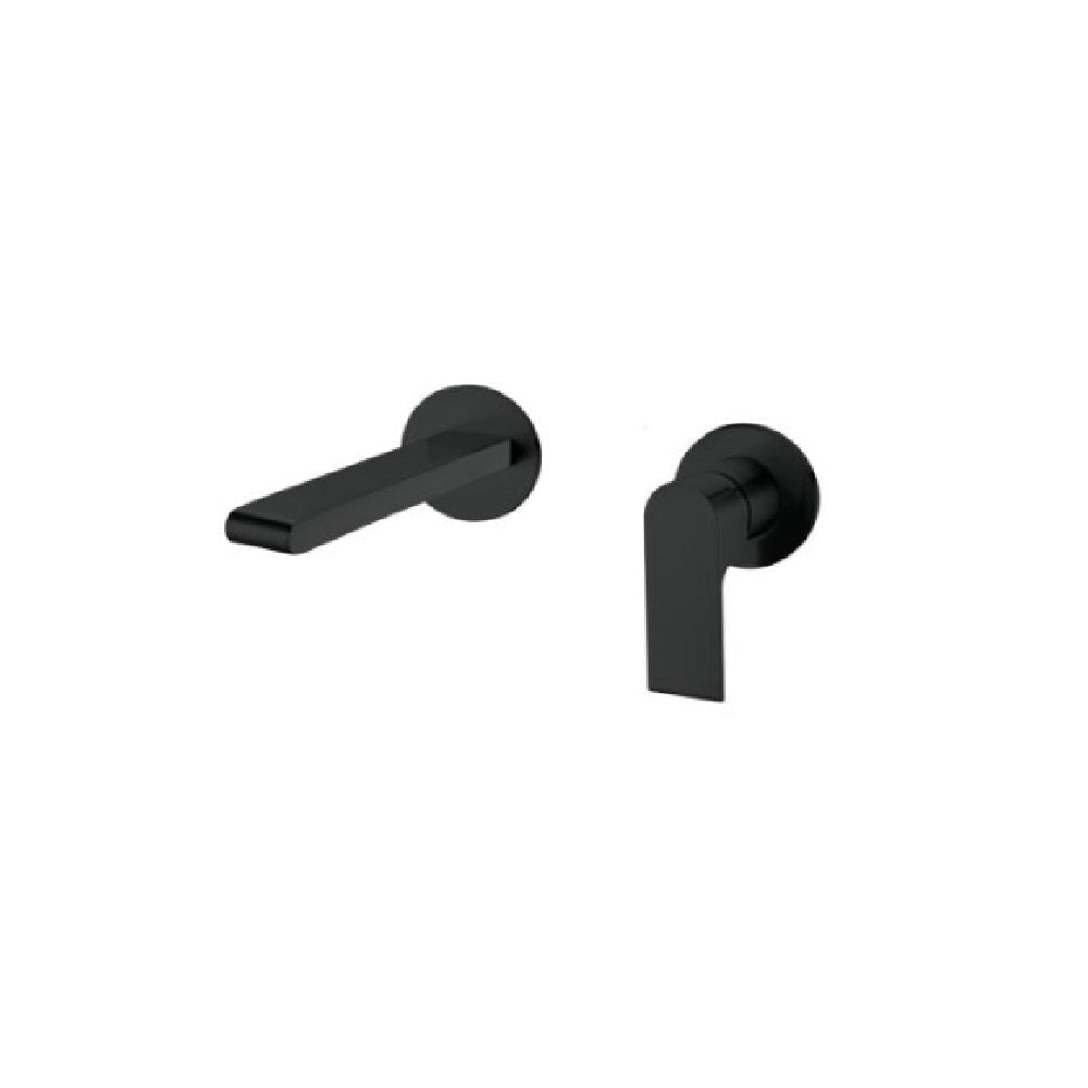 Nero Bianca Wall Basin/Bath Mixer 187mm Separate Back Plate Matte Black NR321510EMB - Wall Mixers & Spouts