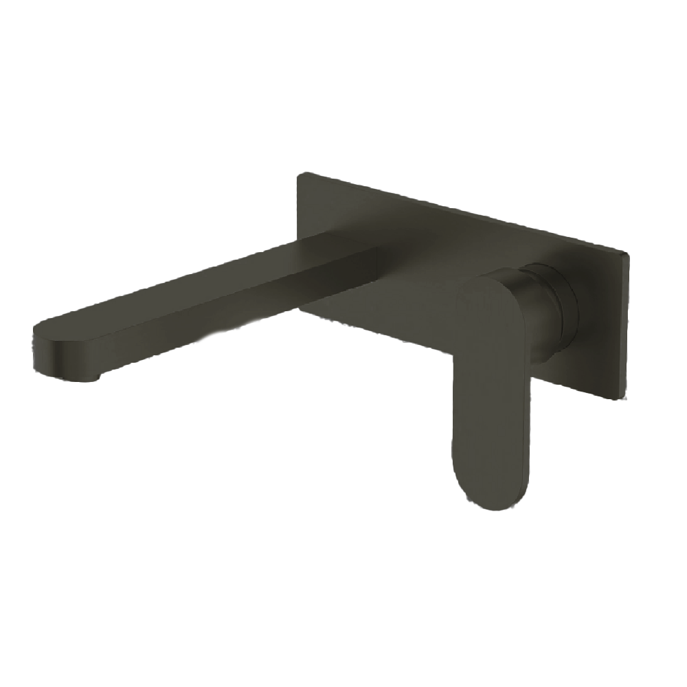 Nero Ecco Wall Basin/Bath Mixer 205mm Spout Gunmetal NR301310AGM - Wall Mixers & Spouts