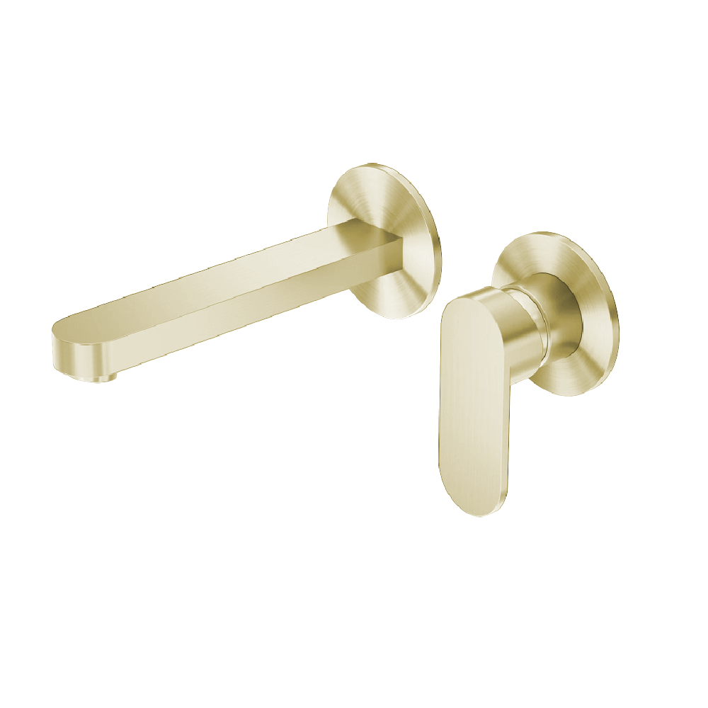 Nero Ecco Wall Basin/Bath Mixer (Separate Back Plate) Brushed Gold NR301310BBG - Wall Mixers & Spouts