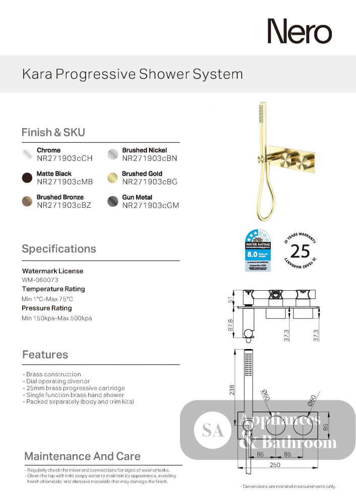 Nero Kara Progressive Shower System Gunmetal NR271903CGM - Hand Showers