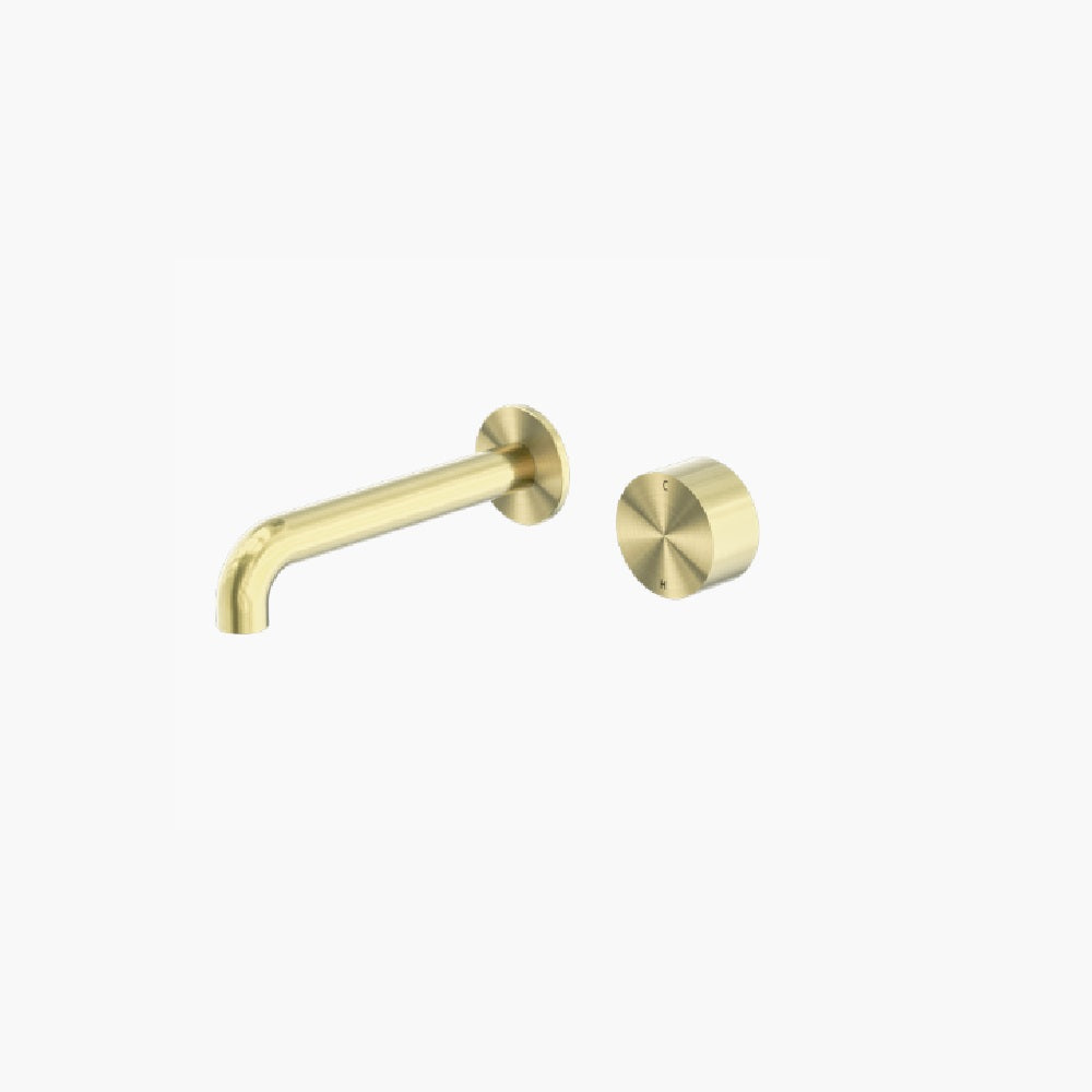 Nero Kara Progressive Wall Basin/Bath Mixer Separate Back Plate 120mm Brushed Gold NR271907a120BG - Wall Mixers & Spouts