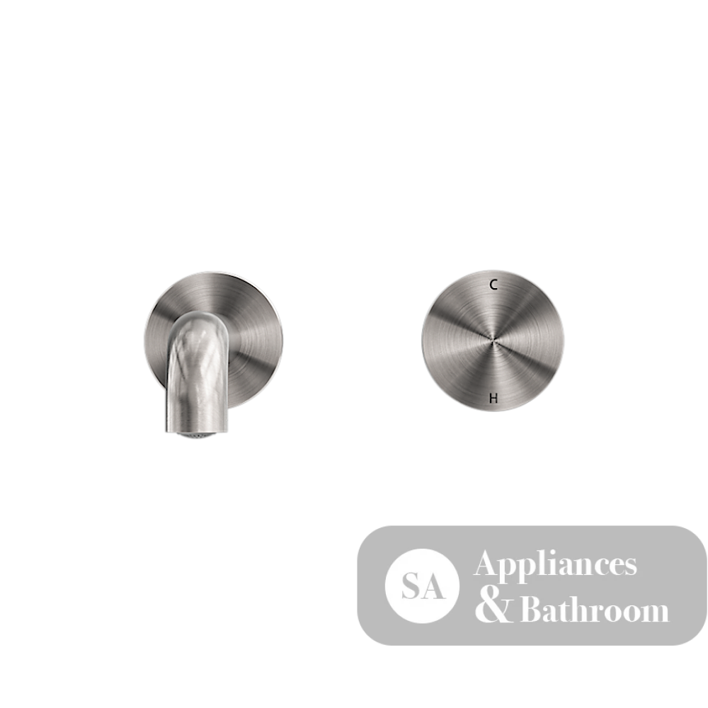 Nero Kara Progressive Wall Basin Set Mixer 230mm Spout Brushed Nickel NR271907a230BN - Wall Mixers & Spouts