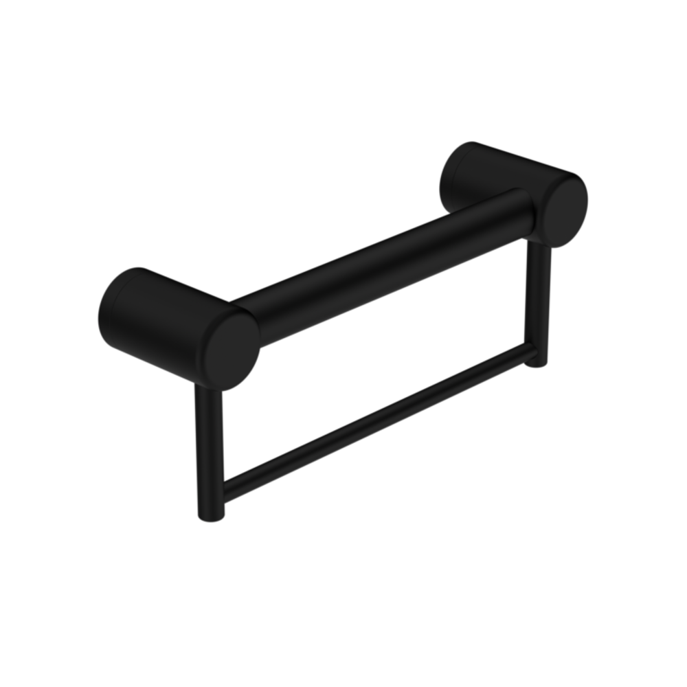 Nero Mecca Care 32mm Grab Rail With Towel Holder 300mm Matte Black NRCR3212BMB - Towel Rails