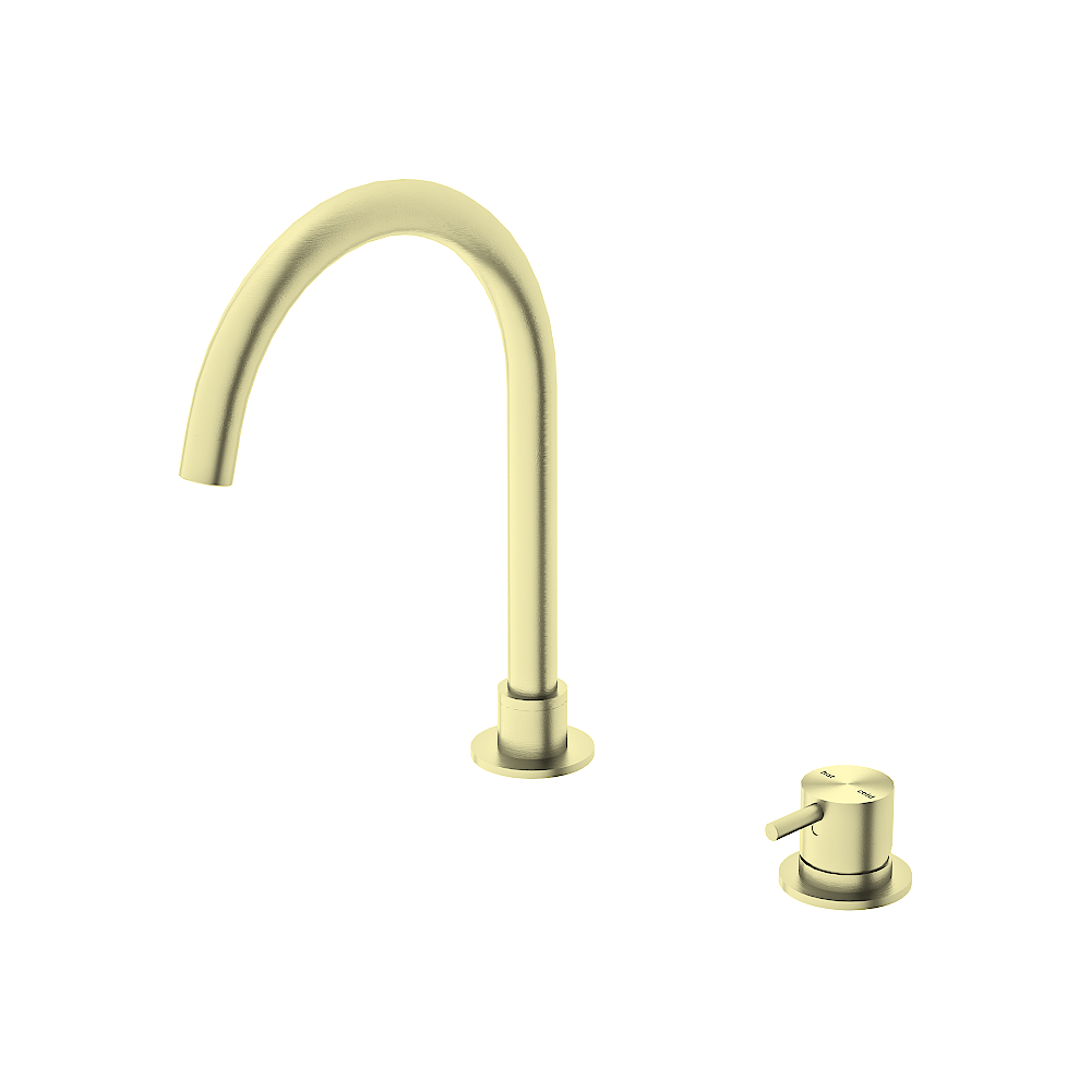Nero Mecca Hob Basin Mixer Round Spout Brushed Gold NR221901bBG - Hob Mixer Sets