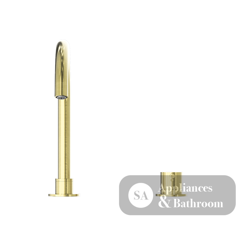 Nero Mecca Hob Basin Mixer Round Spout Brushed Gold NR221901bBG - Hob Mixer Sets