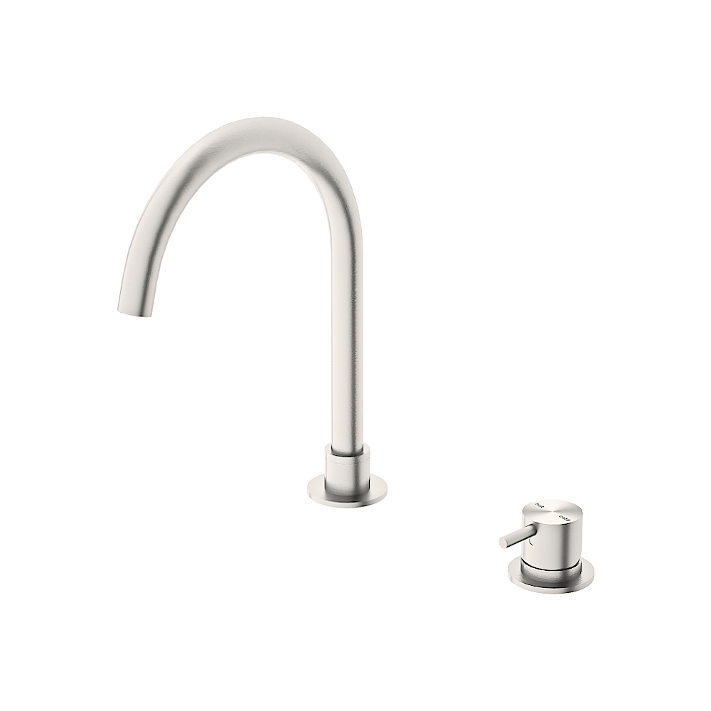Nero Mecca Hob Basin Mixer Round Spout Brushed Nickel NR221901bBN - Hob Mixer Sets