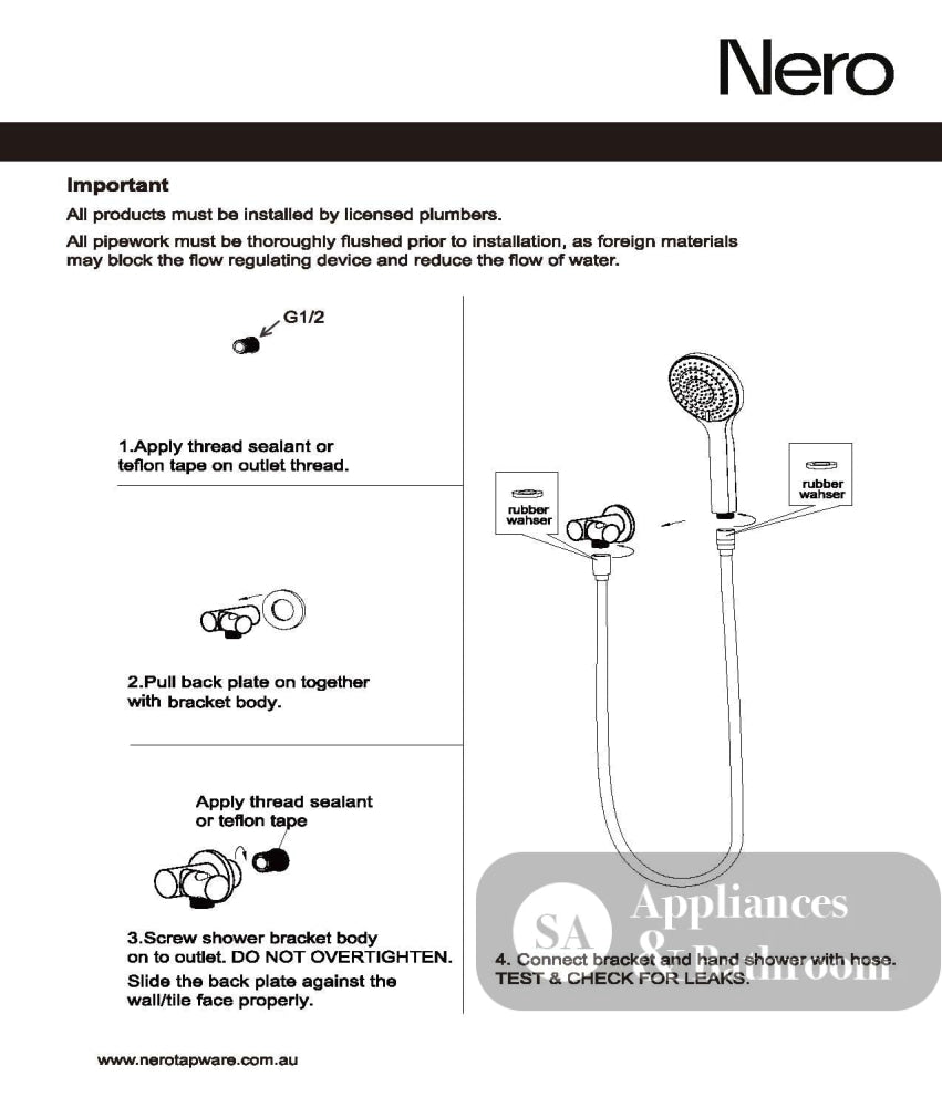 Nero Mecca Shower Bracket With Air Shower II Matte Black NR221905FMB - Hand Showers