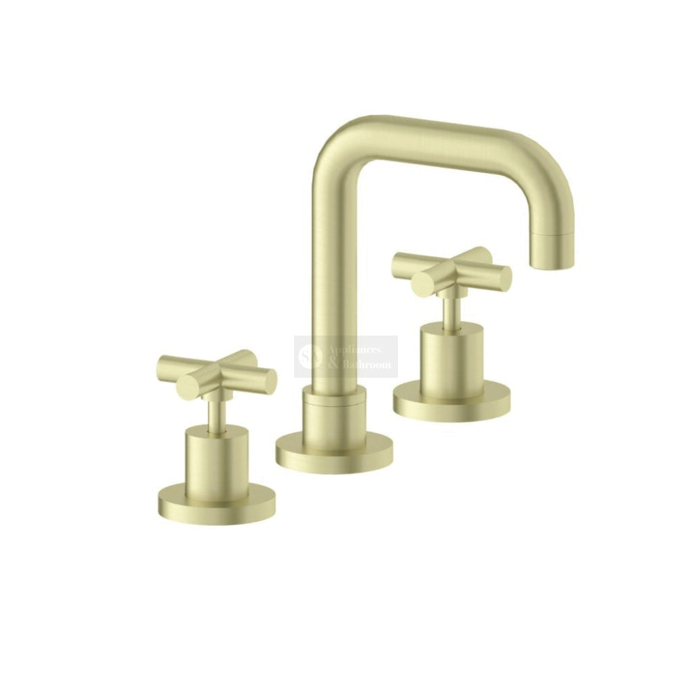 Nero NR201601BG X Plus Basin Set Fixed Spout - Brushed Gold Tapware 3 Piece