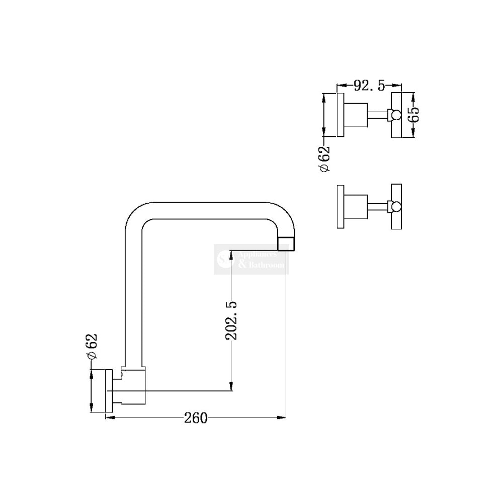 Nero NR201607MB X Plus Wall Kitchen Set Swivel Spout - Matte Black Tapware 3 Piece