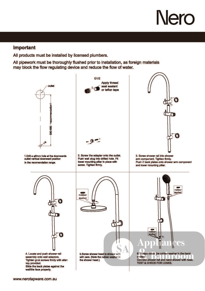 Nero Opal Twin Shower With Air Shower II Brushed Gold NR251905HBG - Twin Showers