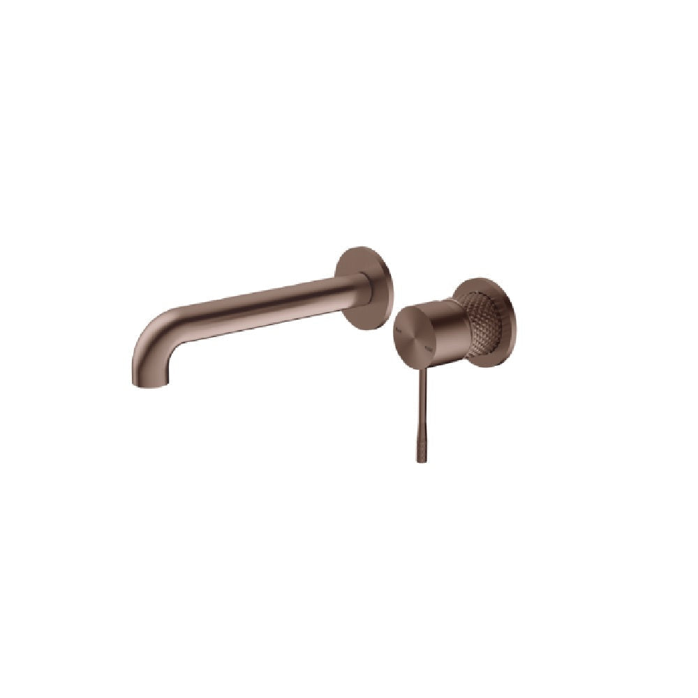 Nero Opal Wall Basin/Bath Mixer 230mm Spout Separate Back Plate Brushed Bronze NR251907B230BZ - Wall Mixers & Spouts