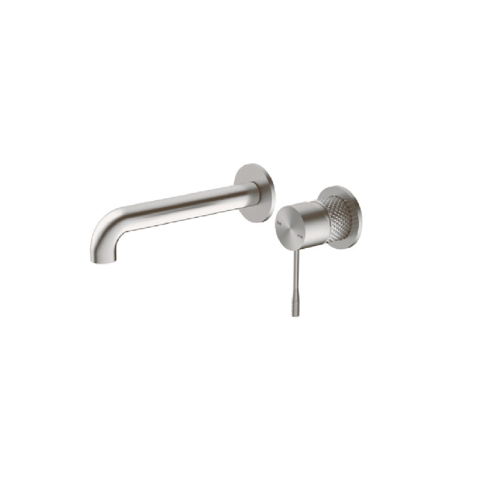 Nero Opal Wall Basin/Bath Mixer 230mm Spout Separate Back Plate Brushed Nickel NR251907B230BN - Wall Mixers & Spouts