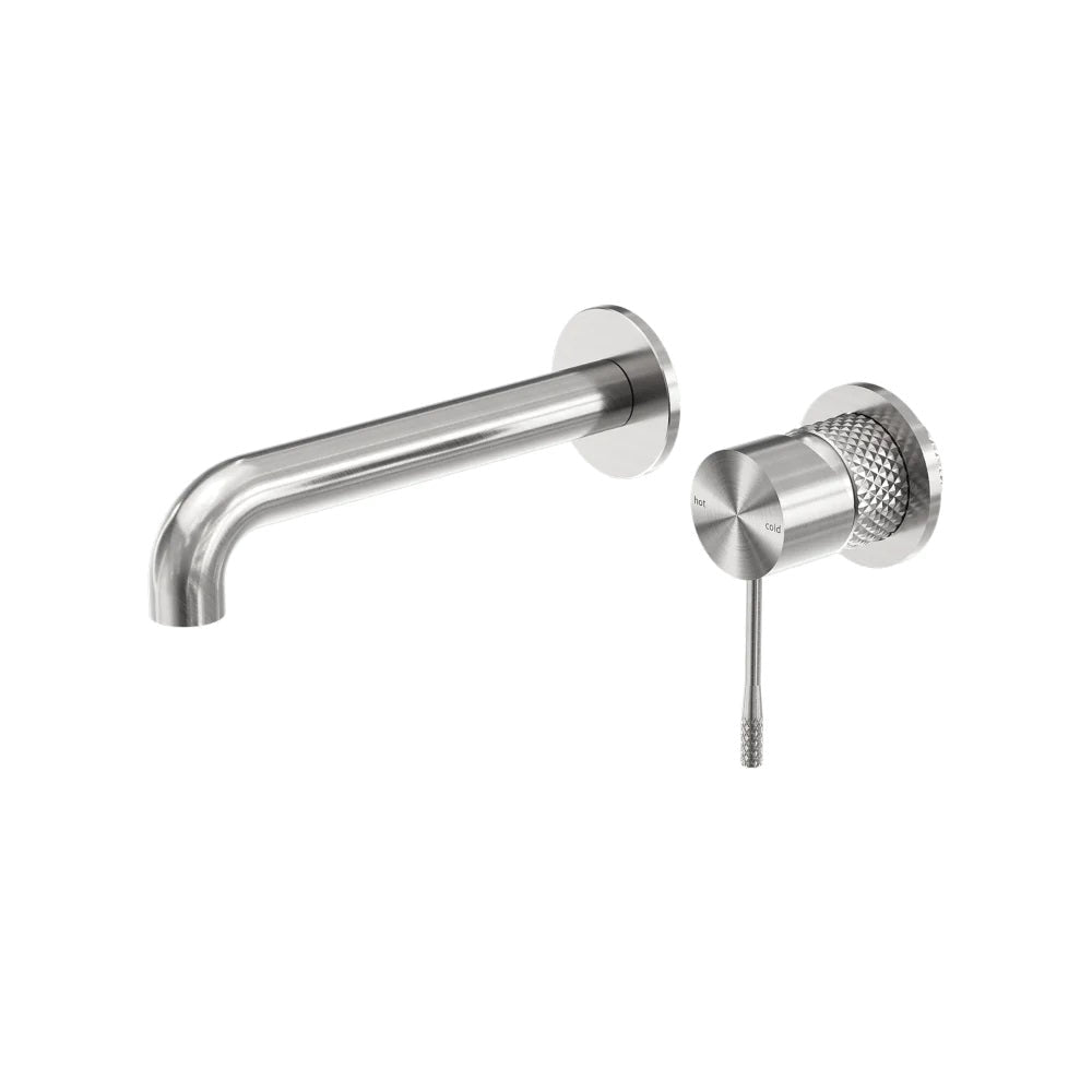 Nero Opal Wall Basin/Bath Mixer 260mm Spout Separate Back Plate Brushed Nickel NR251907B260BN - Wall Mixers & Spouts
