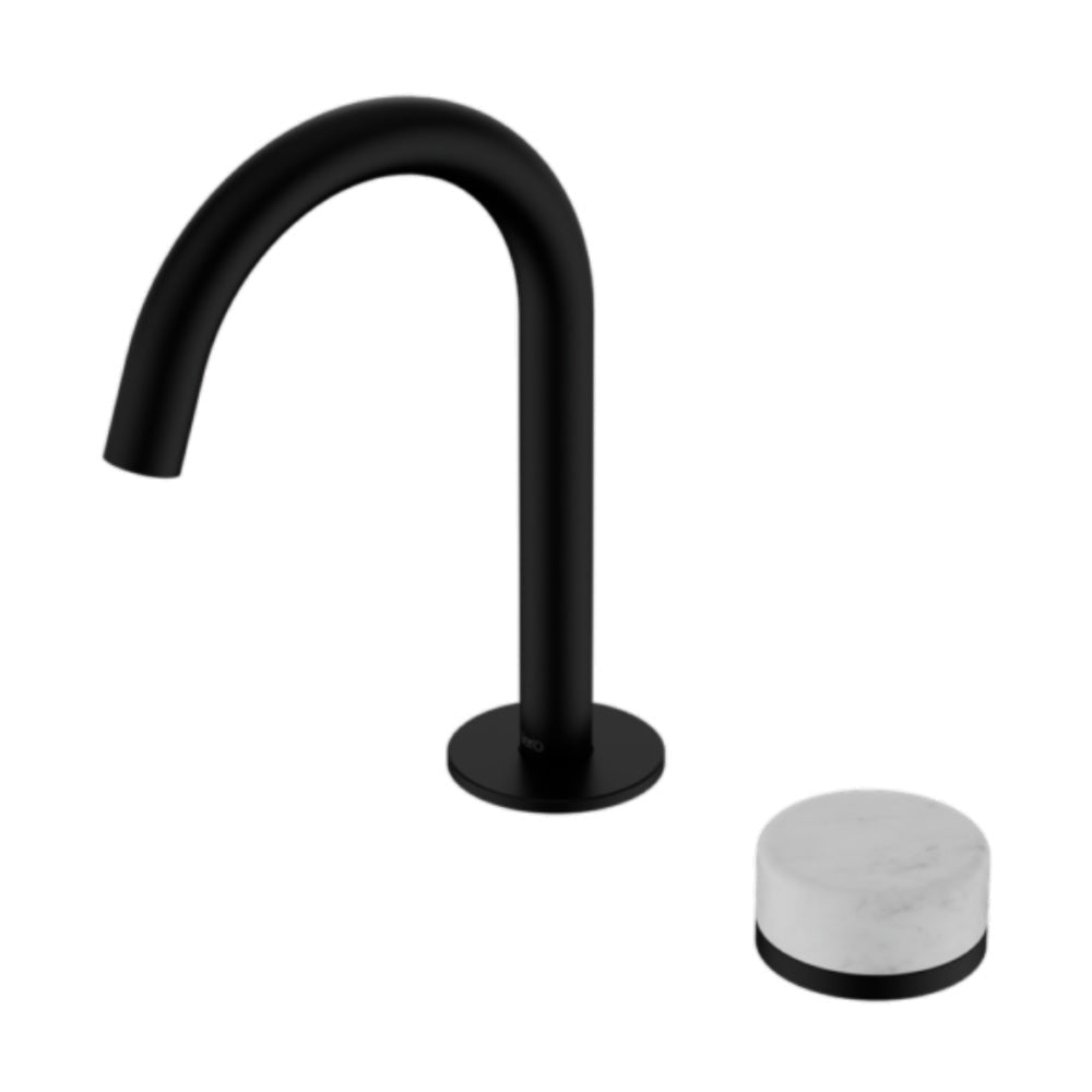 Nero Serenity Progressive Basin Mixer Arc Spout w/ Carrara Handle Matte Black 24E031MB - Basin Mixers