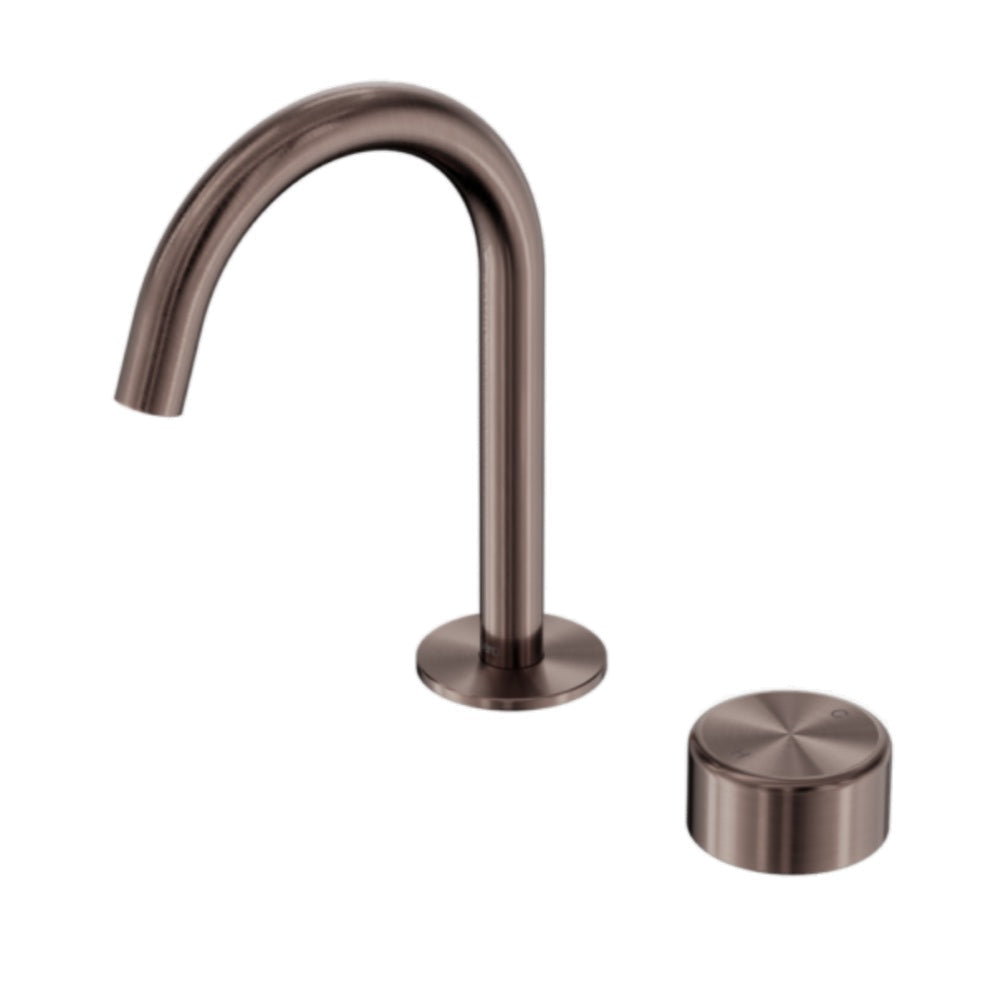 Nero Serenity Progressive Basin Mixer Arc Spout w/ Metal Handle Brushed Bronze 24E036BZ - Basin Mixers