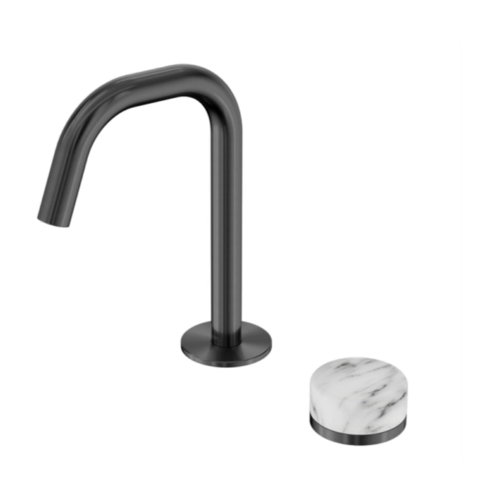 Nero Serenity Progressive Basin Mixer Edge Spout w/ Arabescato Corchia Handle Gunmetal 24E046GM - Basin Mixers