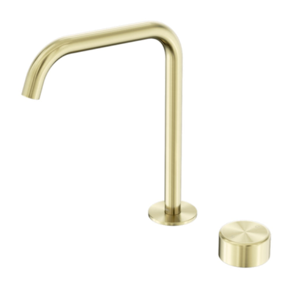 Nero Serenity Progressive Bath/Kitchen Mixer Edge Spout w/ Metal Handle Brushed Gold 24E054BG - Basin Mixers