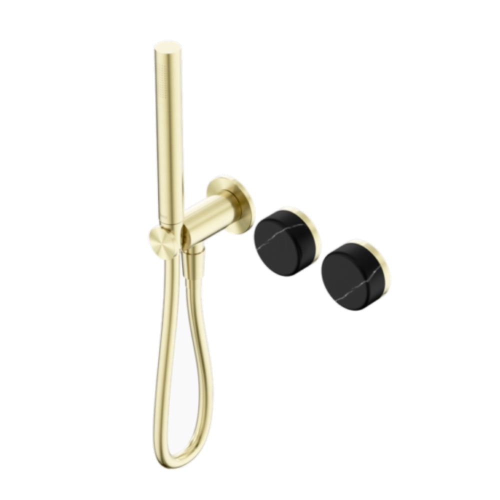 Nero Serenity Progressive Shower System w/ Marquina Black Handle And Slim Shower Brushed Gold 24E131BG - Diverter Mixers