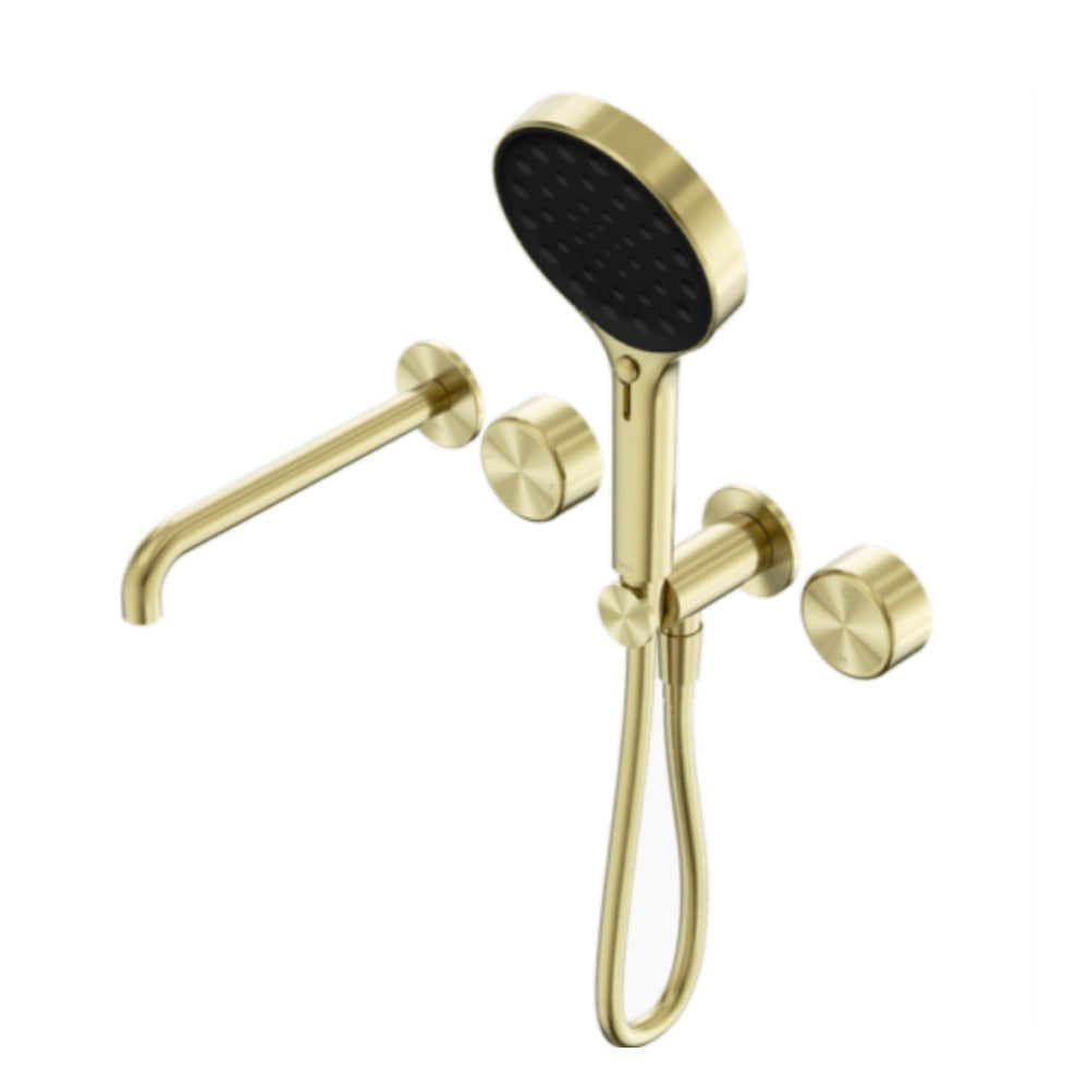 Nero Serenity Progressive Shower System w/ Spout w/ Metal Handle And Serenity Hand Shower Brushed Gold 24E018BG - Hand