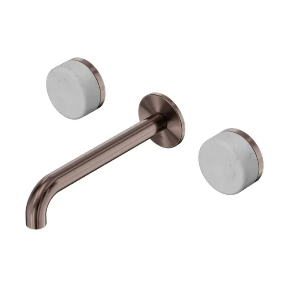 Nero Serenity Wall Basin Set 160mm Spout w/ Carrara Handle Brushed Bronze 24D035BZ - Tapware 3 Piece