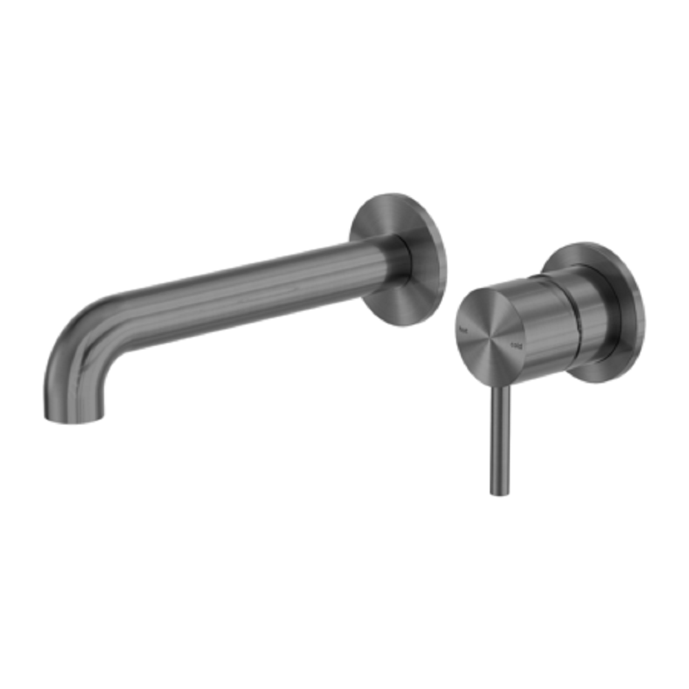 Nero Wall Basin/Bath Mixer (Separate Plates) 185mm Spout Gunmetal NR250810CGM - Wall Mixers & Spouts