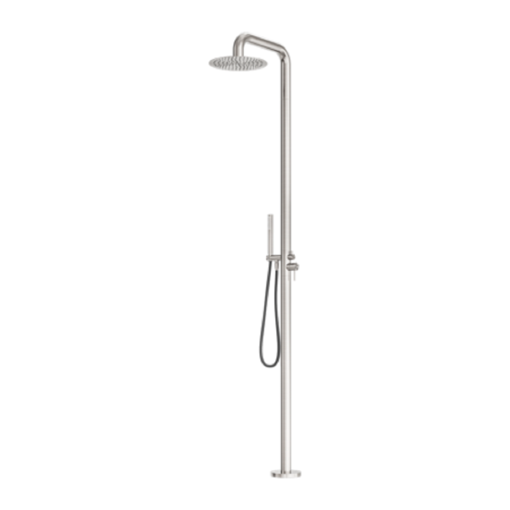 Nero Zen Outdoor Freestanding Shower Column 300mm Brushed Nickel NR162205ABN - Twin Showers