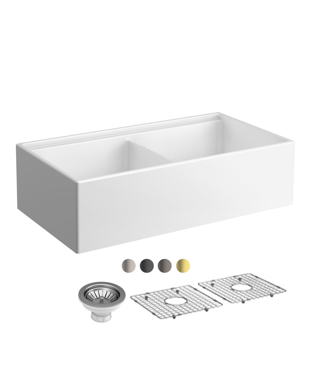 Seima 192427 Odessa 922 Ceramic Butler Sink, Double Bowl, 915x485mm Workstation, White Gloss with Stainless Steel Basket Waste
