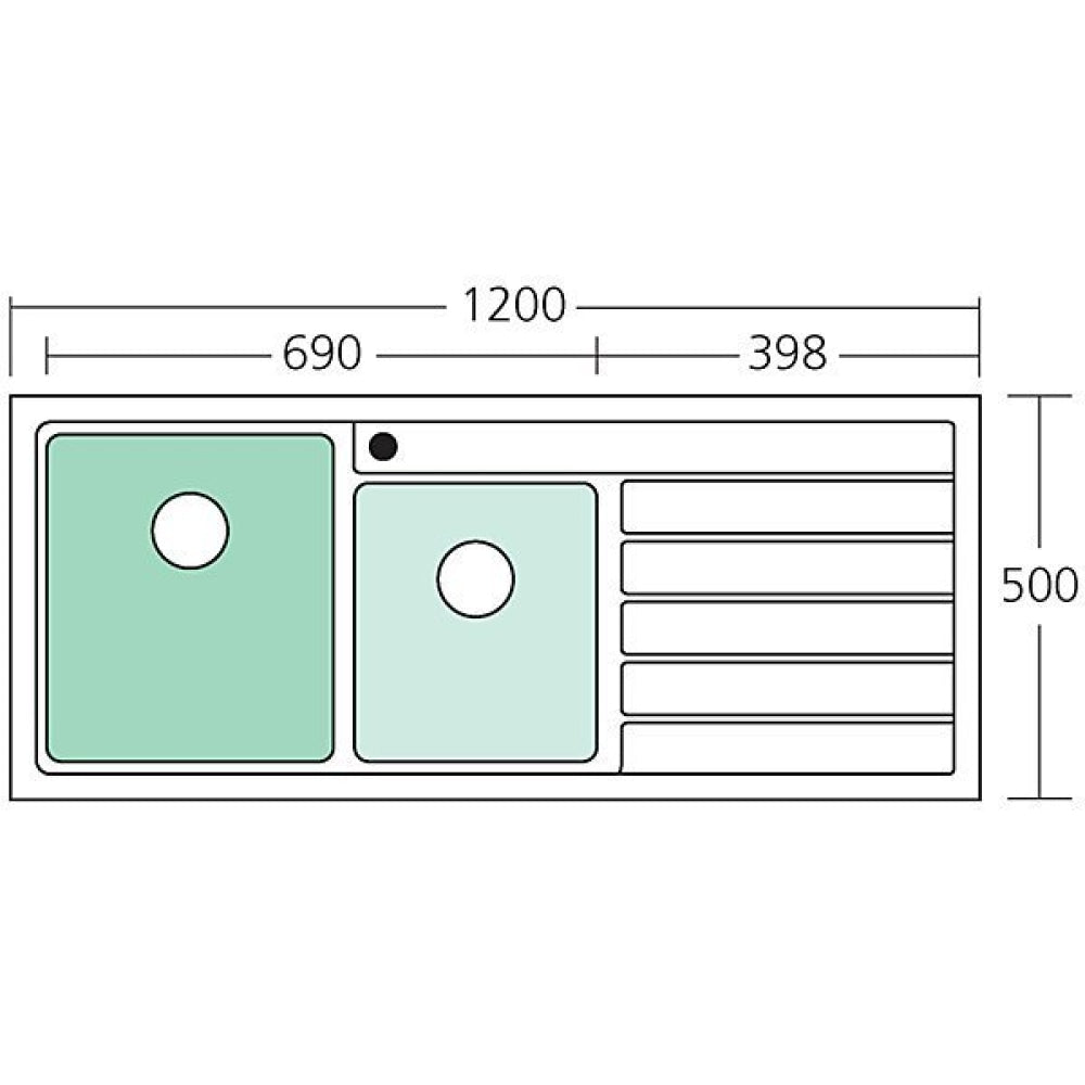 Oliveri Ap1411 Apollo 1 And 3/4 Bowl Right Hand Drainer Sink Top Mounted Kitchen Sinks